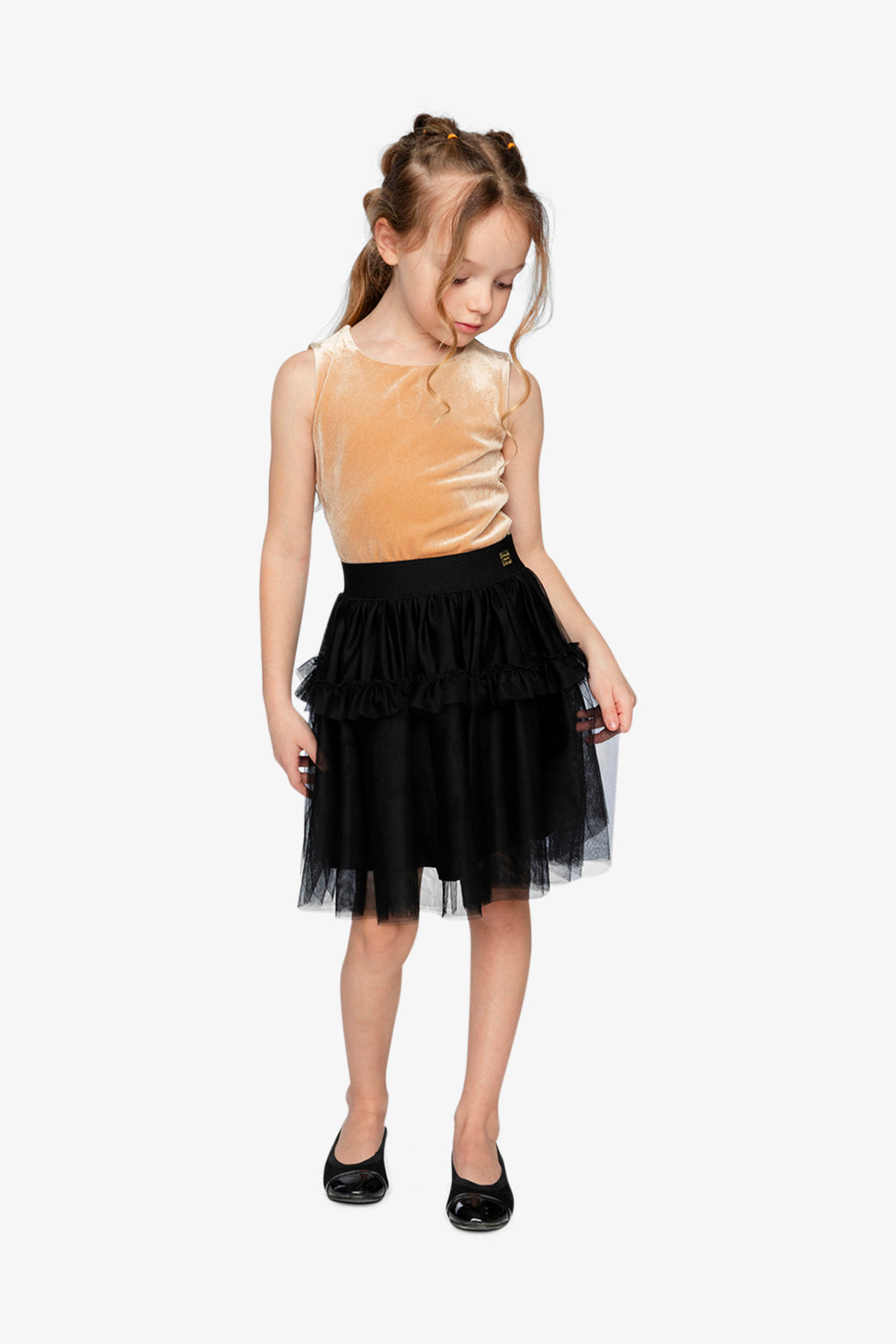 Bi-Material Sleeveless Dress Beige And Black-1