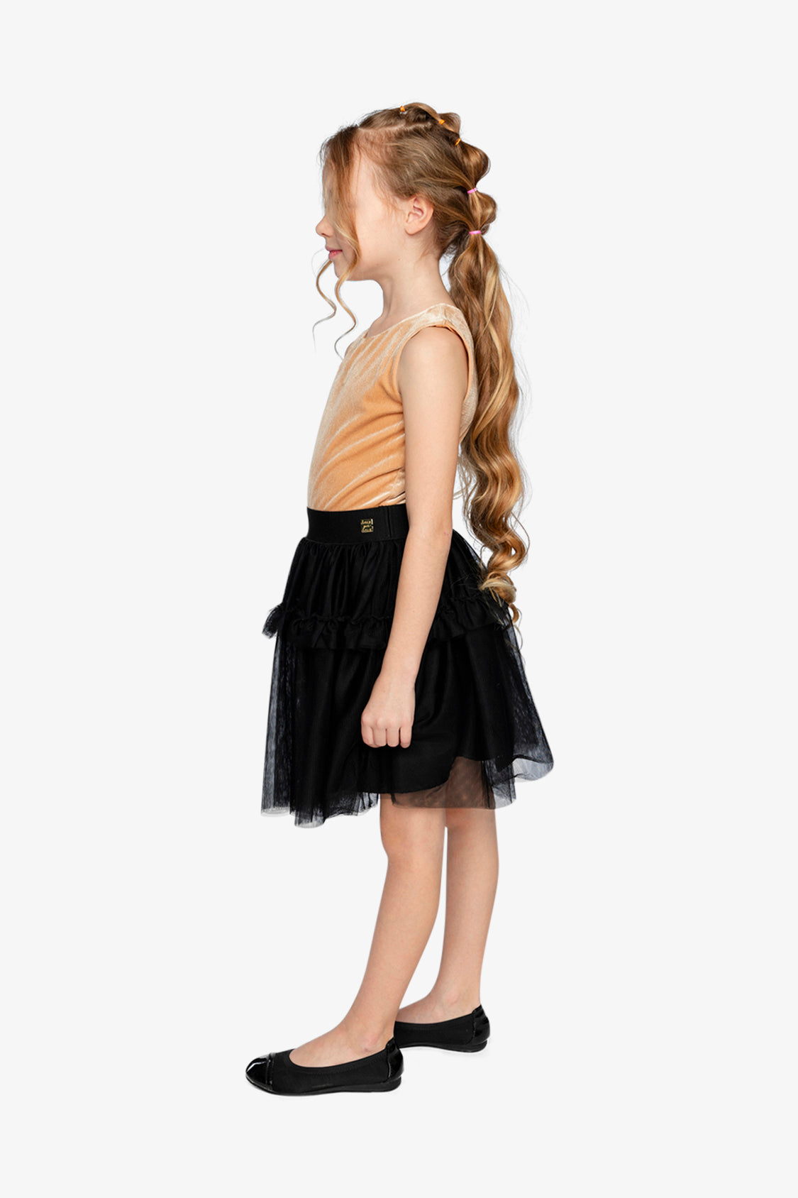 Bi-Material Sleeveless Dress Beige And Black-2
