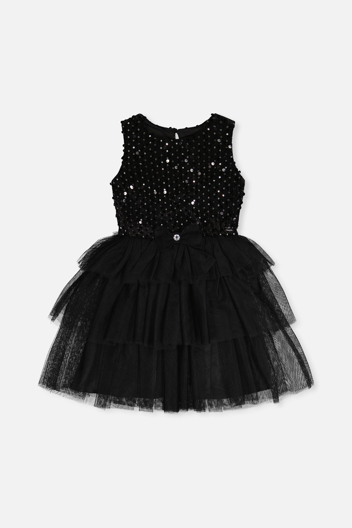Bi-Material Sleeveless Dress Black-0