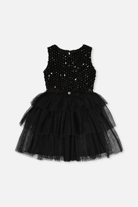 Bi-Material Sleeveless Dress Black-0