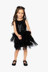 Bi-Material Sleeveless Dress Black-2