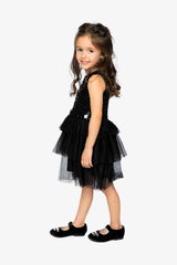 Bi-Material Sleeveless Dress Black-3