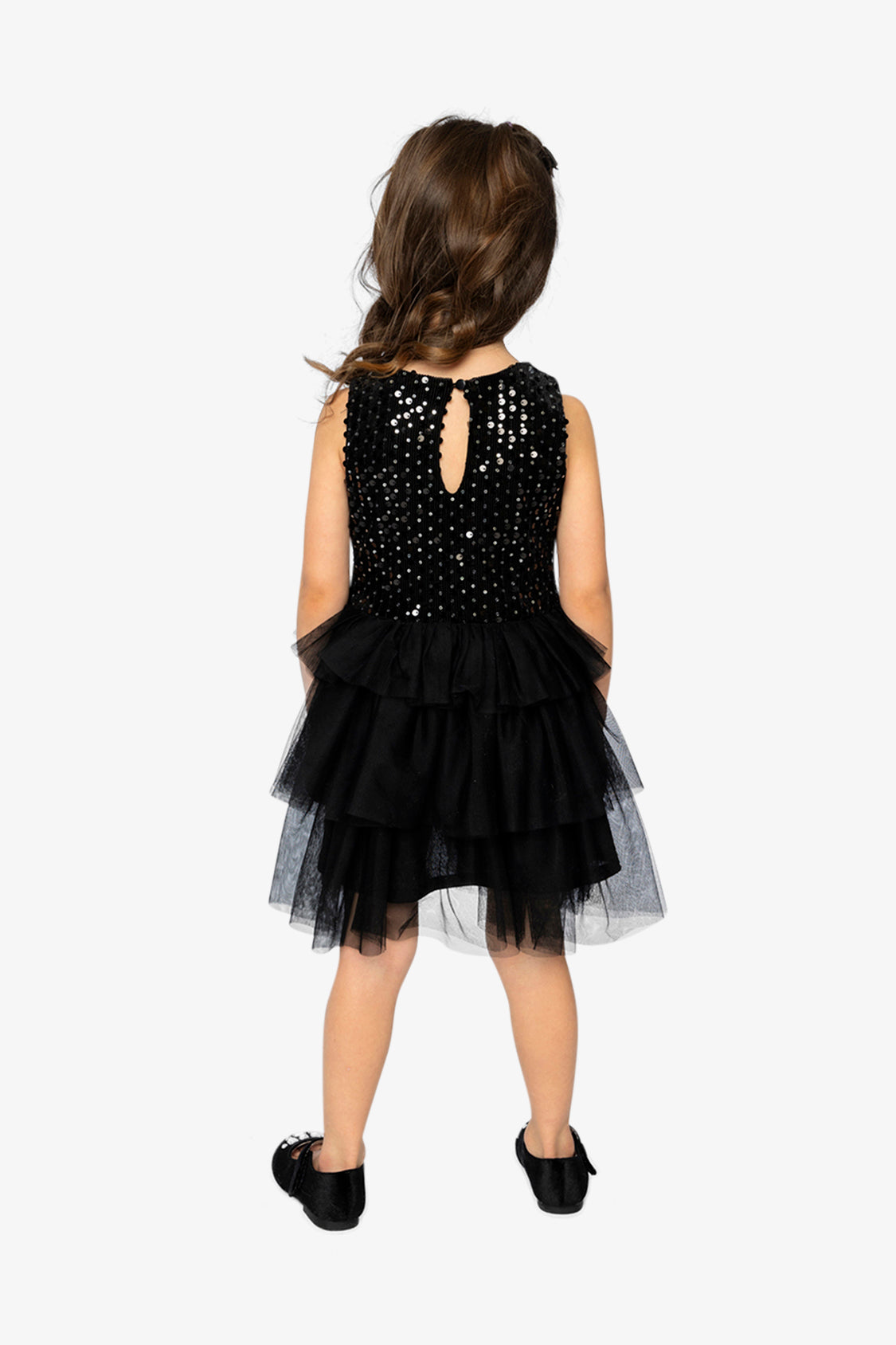 Bi-Material Sleeveless Dress Black-4