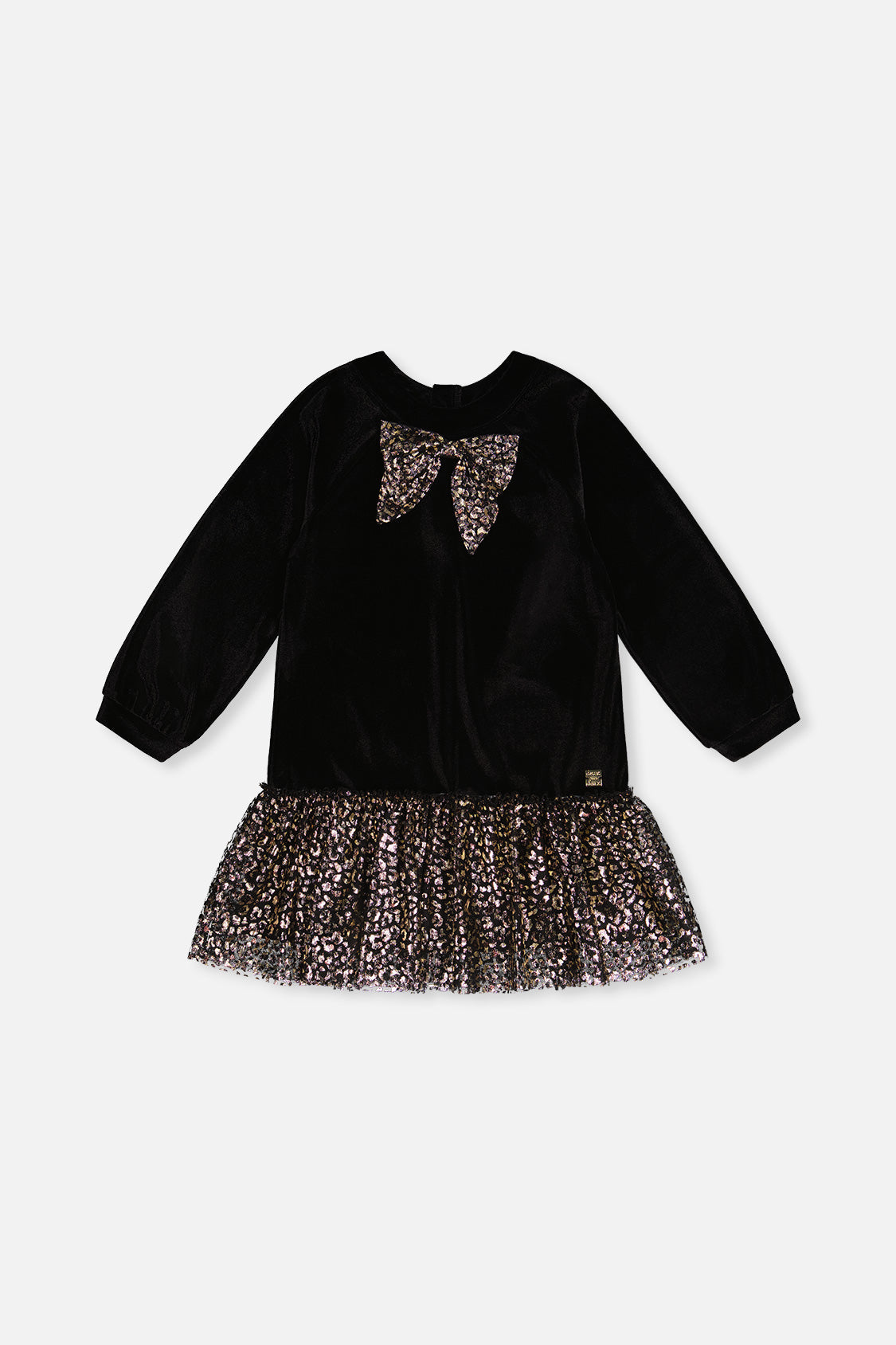 Bi-Material Raglan Sleeves Dress Black And Gold-0