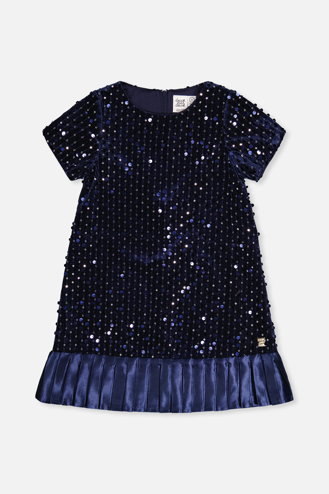 Short Sleeve A-Line Dress Dark Blue-0