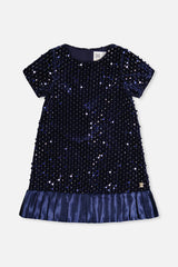 Short Sleeve A-Line Dress Dark Blue-0