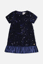 Short Sleeve A-Line Dress Dark Blue-0