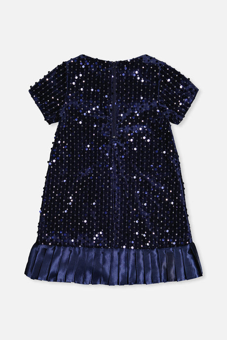 Short Sleeve A-Line Dress Dark Blue-4