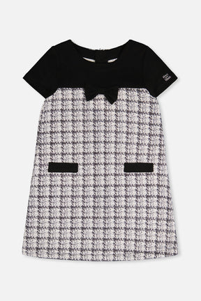 Sleeveless Knitwear A-Line Dress Black And White-0