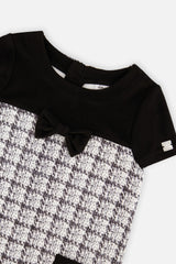 Deux par Deux Sleeveless Knitwear A-Line Dress Black And White