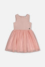 Bi-Material Sleeveless Dress Pink Houndstooth-0