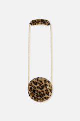 Faux Fur Shoulder Bag Brown Leopard Print-0