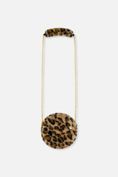 Faux Fur Shoulder Bag Brown Leopard Print-0