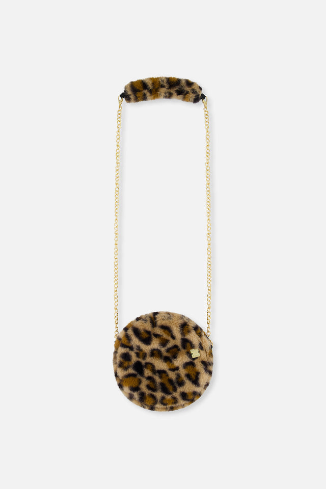 Faux Fur Shoulder Bag Brown Leopard Print-0