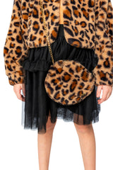 Faux Fur Shoulder Bag Brown Leopard Print-2