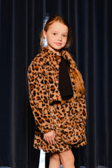 Faux Fur Shoulder Bag Brown Leopard Print-1