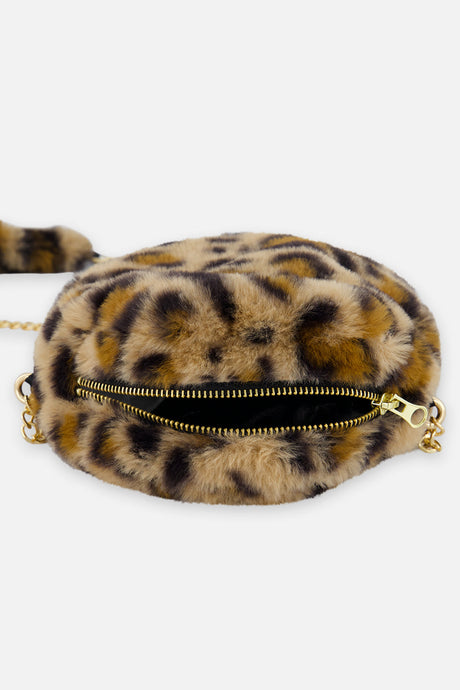 Faux Fur Shoulder Bag Brown Leopard Print-4