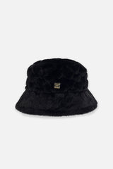 Faux Fur Bucket Hat Black-0