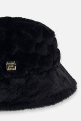 Faux Fur Bucket Hat Black-3