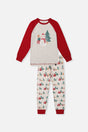 Organic Cotton Two Piece Christmas Pajama Set Beige Christmas Print-0