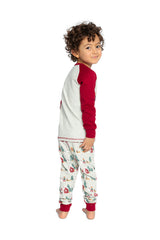 Organic Cotton Two Piece Christmas Pajama Set Beige Christmas Print-3