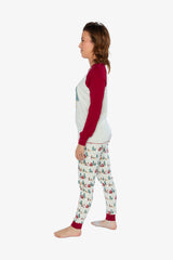 Deux par Deux Women Two Piece Christmas Pajama Set Holiday Print