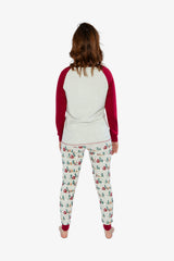 Deux par Deux Women Two Piece Christmas Pajama Set Holiday Print