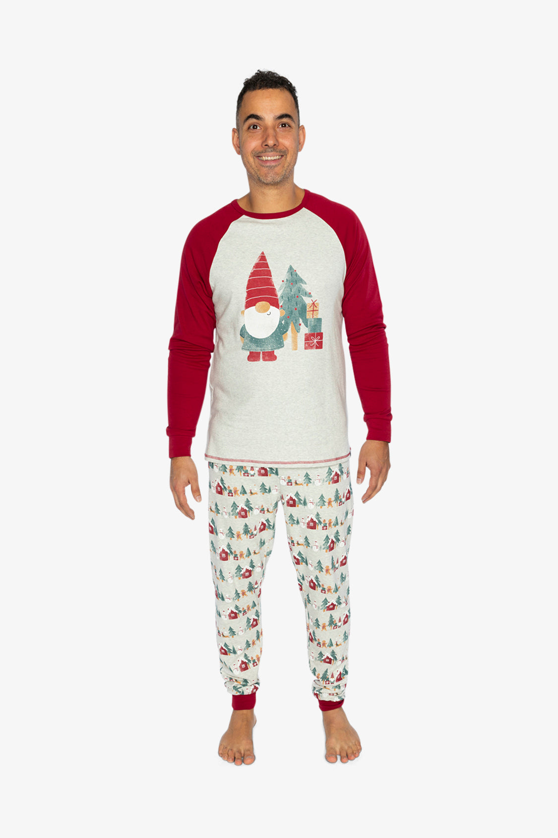 Men Two Piece Christmas Pajama Set Holiday Print-4