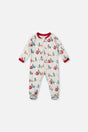 Baby Organic Cotton One Piece Christmas Pajama Beige Christmas Print-0
