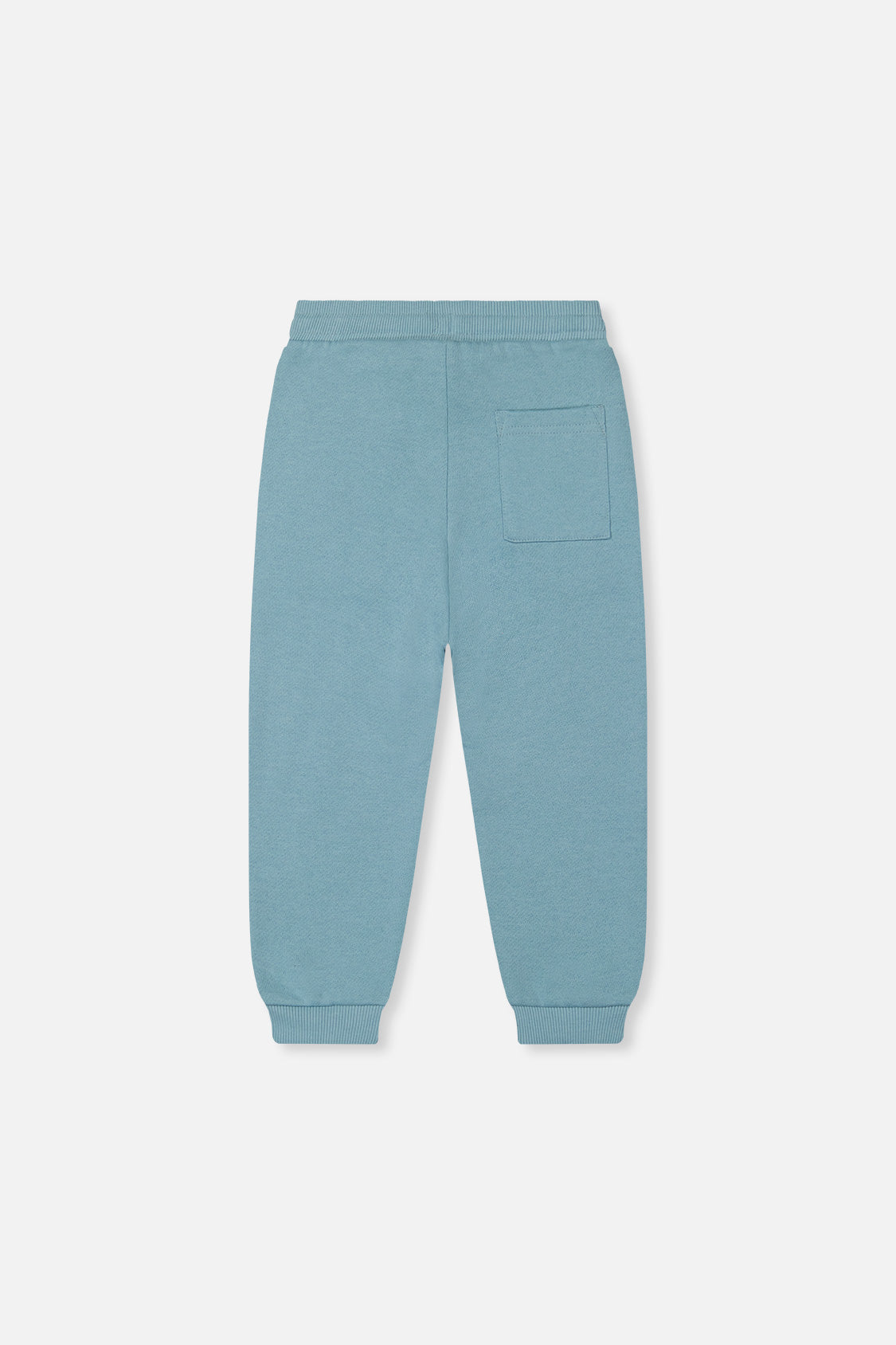 Deux par Deux kids fleece jogger sweatpants in pale turquoise, back view