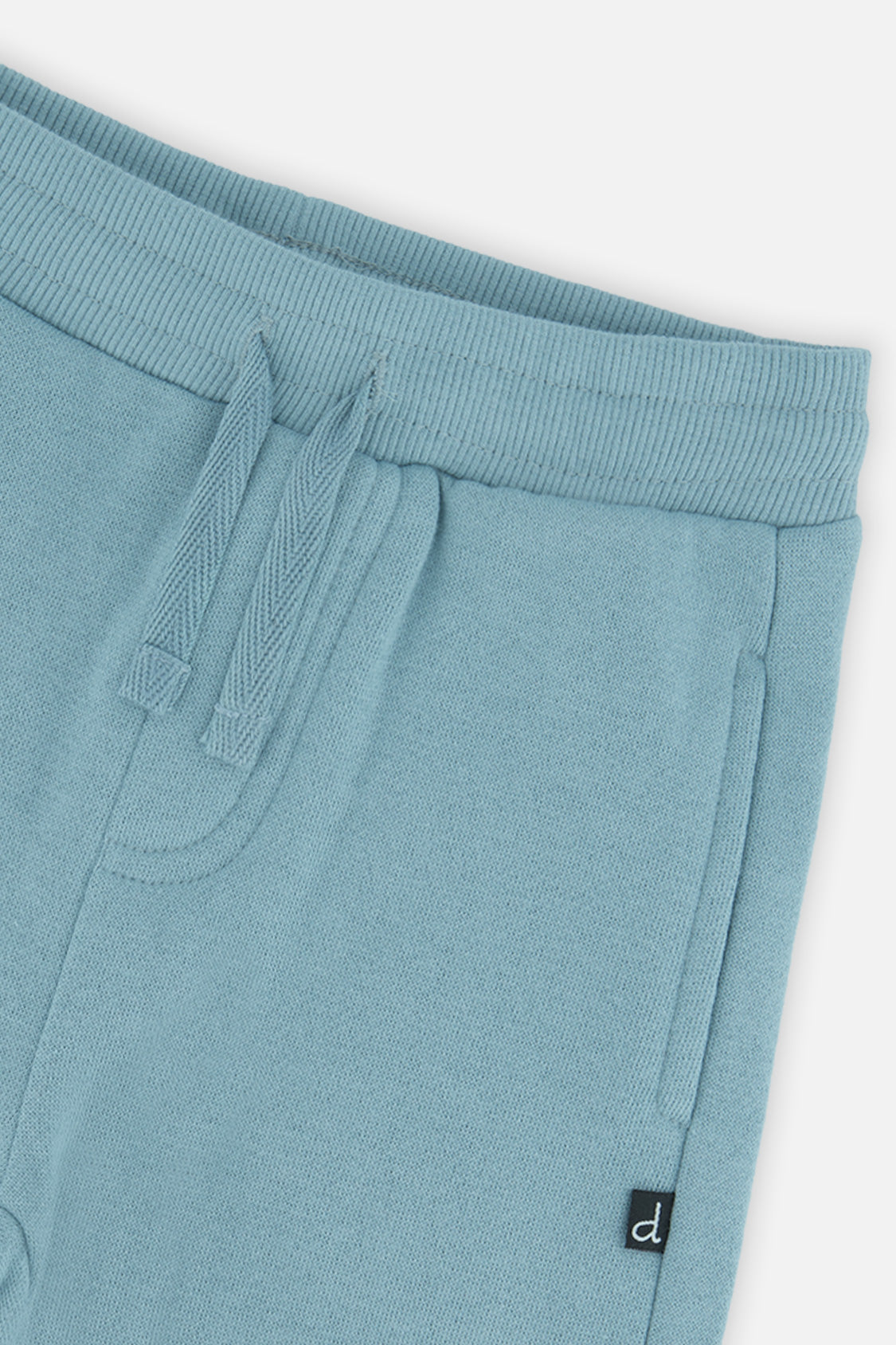 Deux par Deux kids fleece jogger sweatpants in pale turquoise, alternate view