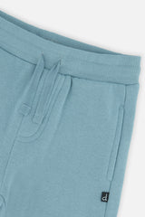 Deux par Deux kids fleece jogger sweatpants in pale turquoise, alternate view