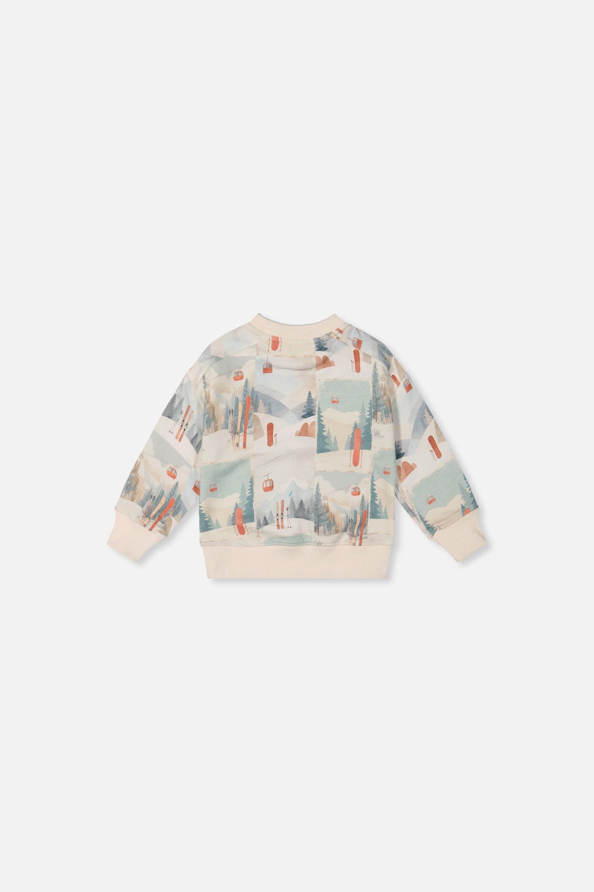 Baby Fleece Sweatshirt Beige Ski Print-1