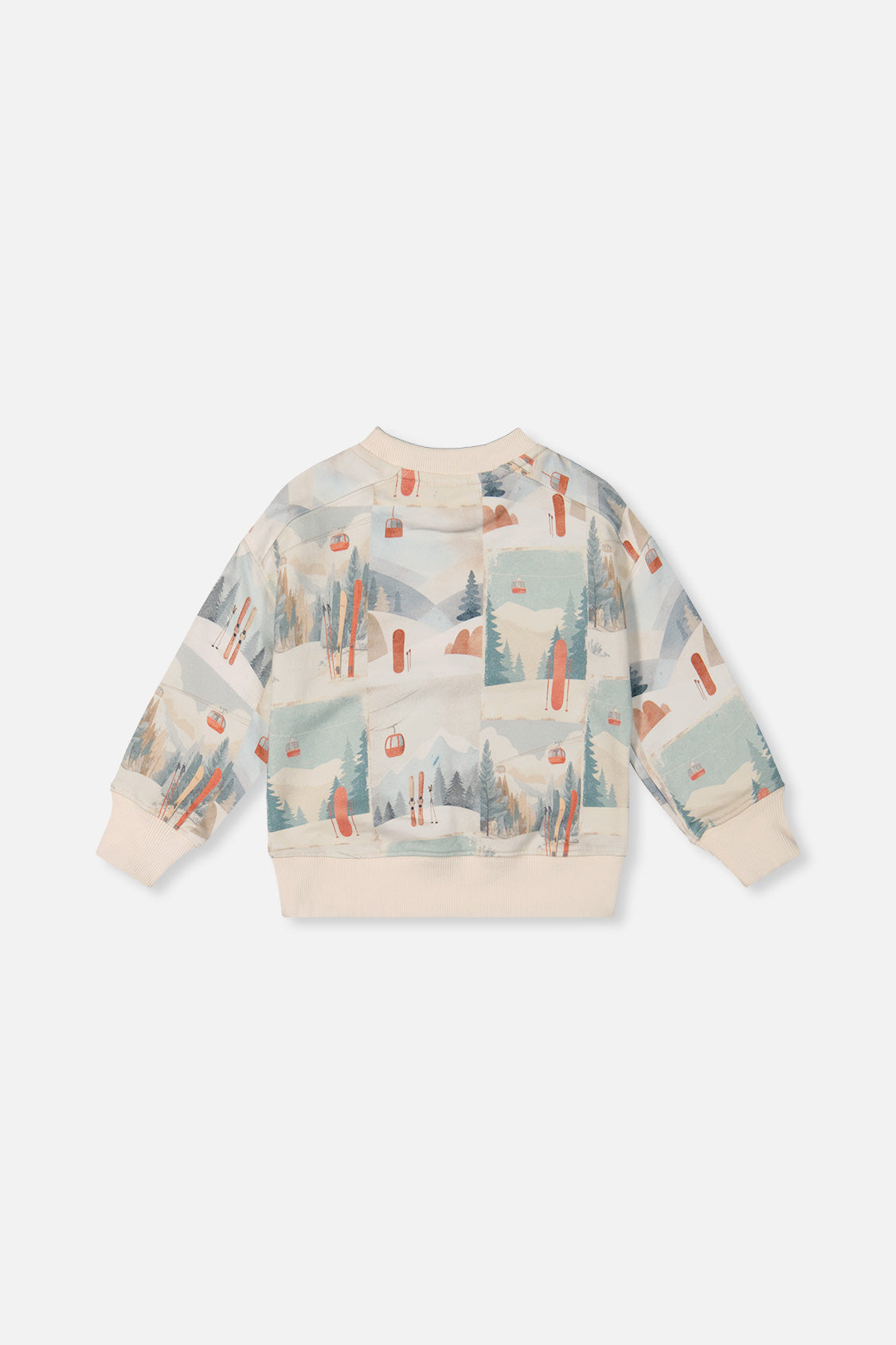 Fleece Sweatshirt Beige Ski Print-3