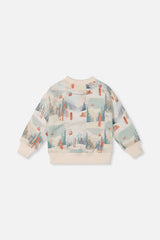 Fleece Sweatshirt Beige Ski Print-3