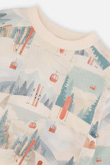 Baby Fleece Sweatshirt Beige Ski Print-2