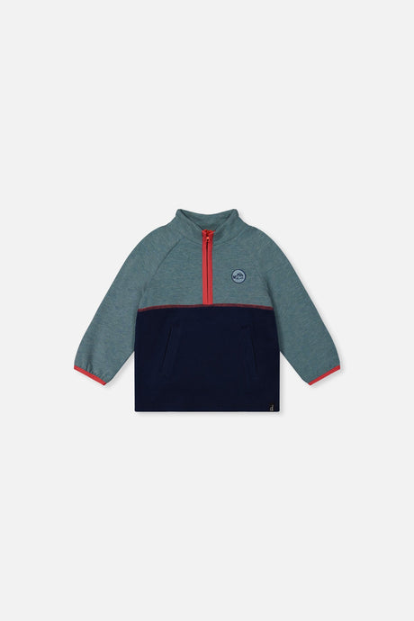 Baby Zip Mock Neck Top Pale Turquoise-0