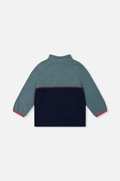 Deux par Deux Zip Mock Neck Top Pale Turquoise product image P2