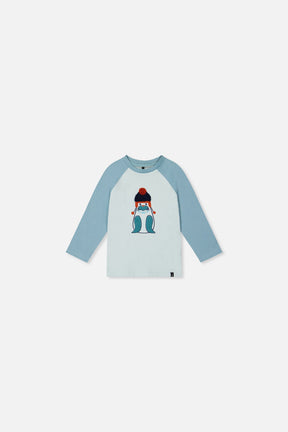 Baby Long Sleeve Raglan Organic Cotton T-Shirt Very Pale Turquoise-0