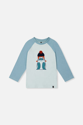 Long Sleeve Raglan Organic Cotton T-Shirt Very Pale Turquoise-0