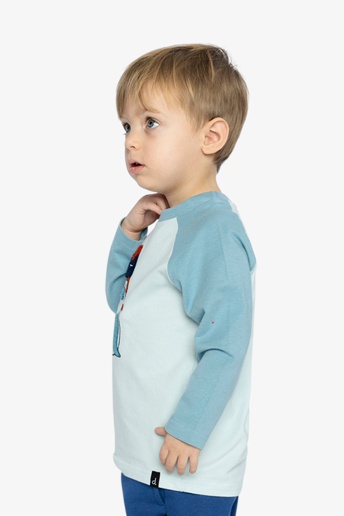 Long Sleeve Raglan Organic Cotton T-Shirt Very Pale Turquoise-2