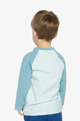 Long Sleeve Raglan Organic Cotton T-Shirt Very Pale Turquoise-3