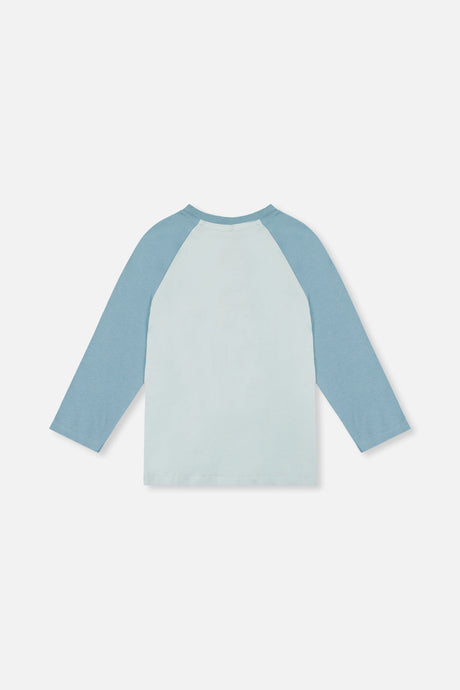 Deux par Deux Long Sleeve Raglan Organic Cotton T-Shirt Very Pale Turquoise product image P2