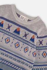 Baby Jacquard Knit Sweater Blue And Beige-2