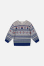 Jacquard Knit Sweater Blue And Beige-0