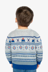 Jacquard Knit Sweater Blue And Beige-4