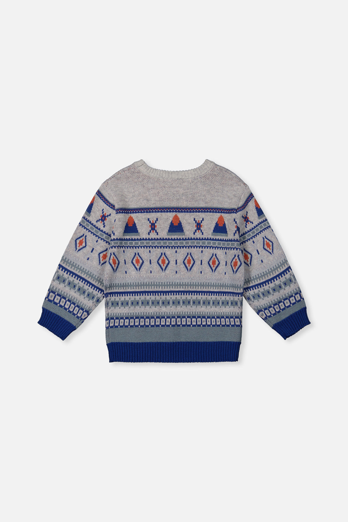 Jacquard Knit Sweater Blue And Beige-3