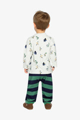 Baby Cotton T-Shirt & Fleece Pant Set Beige Dinosaur Print-4