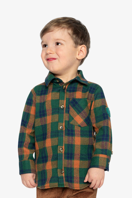 Baby Plaid Shirt Orange, Blue And Green-1