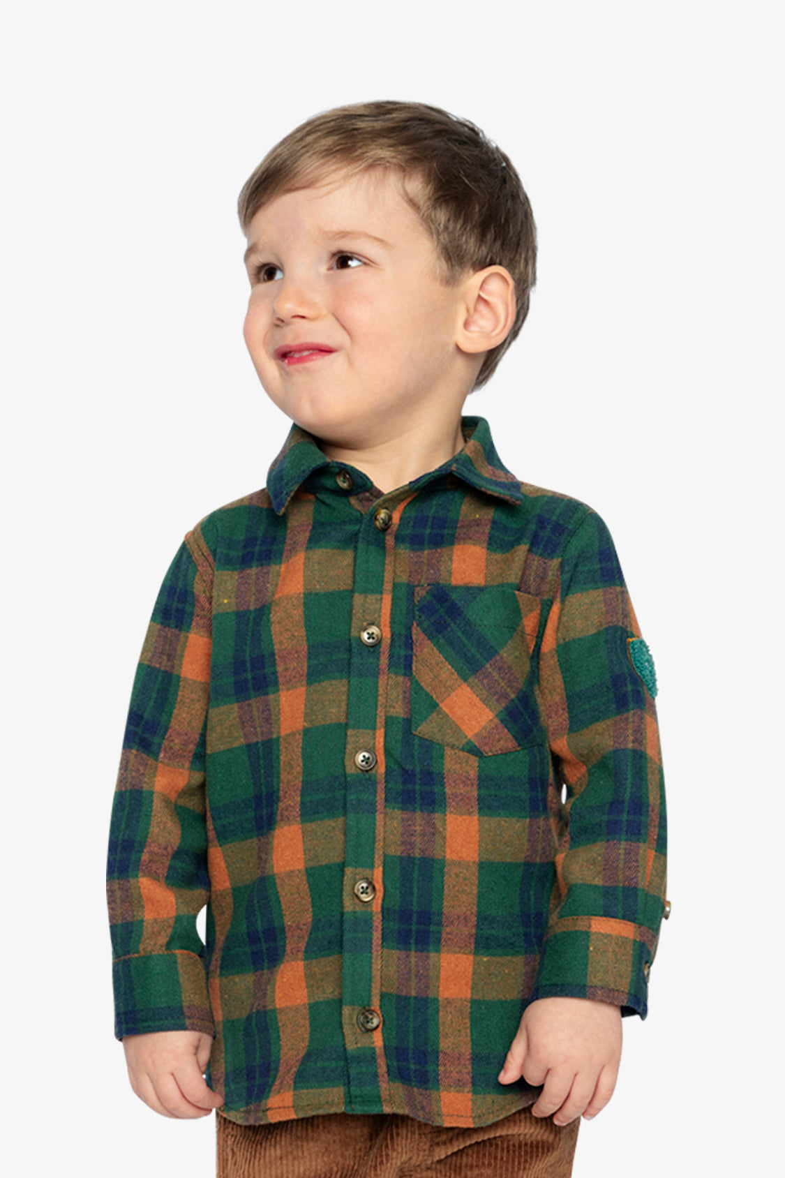 Plaid Shirt Orange, Blue And Green-3